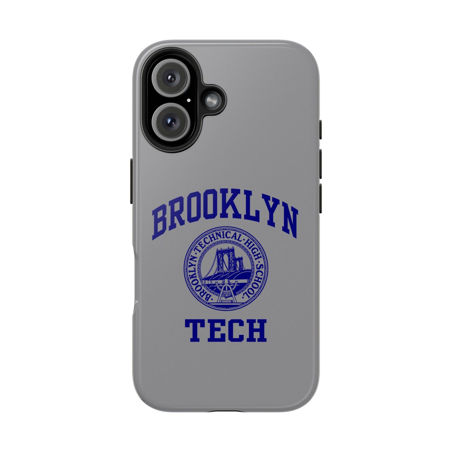 Brooklyn Tech Classic Logo - Tough Phone Case - Grey with Navy-Blue graphics