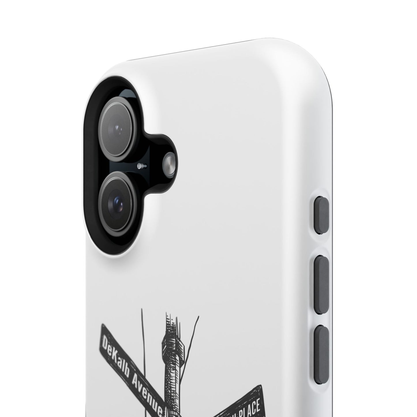 Dekalb Ave & Brooklyn Tech Pl (black graphic) - Impact-Resistant Phone Cases - White