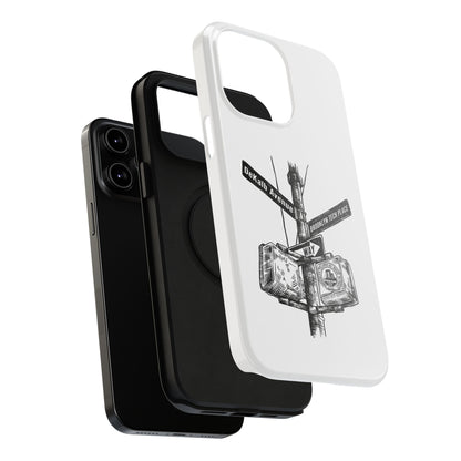Dekalb Ave & Brooklyn Tech Pl (black graphic) - Impact-Resistant Phone Cases - White