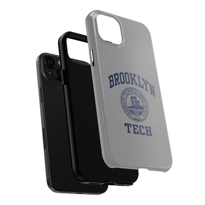 Classic Logo with Brooklyn Tech - Tough Phone Case - Grey with Navy-Blue graphics