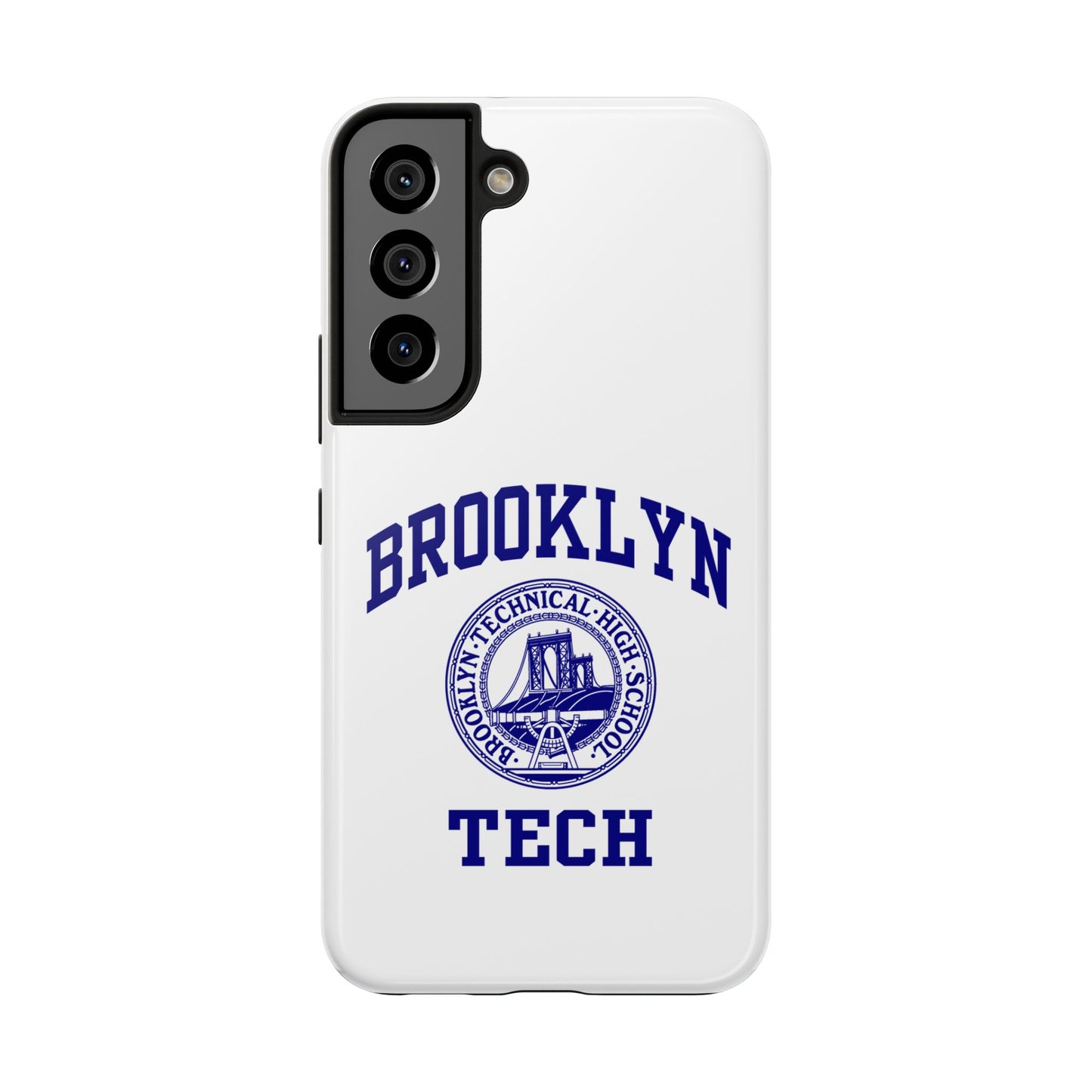 Brooklyn Tech Classic Logo - Tough Phone Cases - White with navy-blue graphic