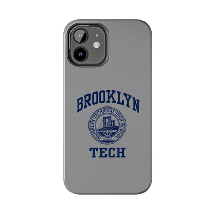 Classic Logo with Brooklyn Tech - Tough Phone Case - Grey with Navy-Blue graphics