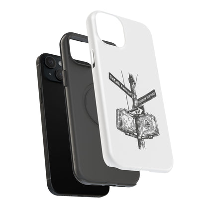 Dekalb Ave & Brooklyn Tech Pl (black graphic) - Impact-Resistant Phone Cases - White