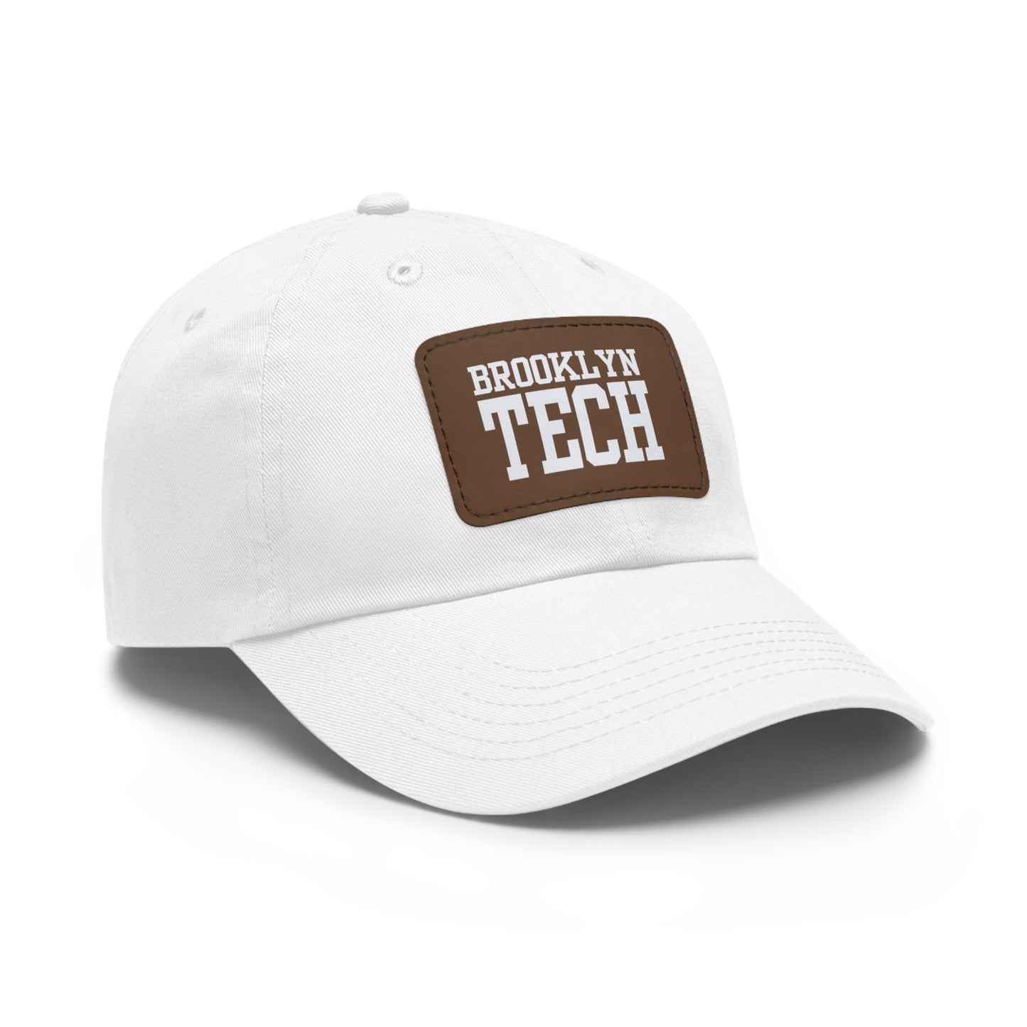 Brooklyn Tech - Hat With Leather Patch - Classic White Font (rectangle)