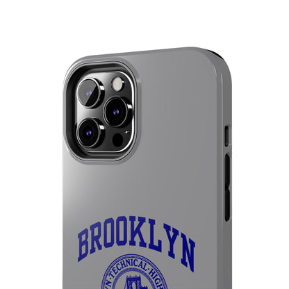 Brooklyn Tech Classic Logo - Tough Phone Case - Grey with Navy-Blue graphics