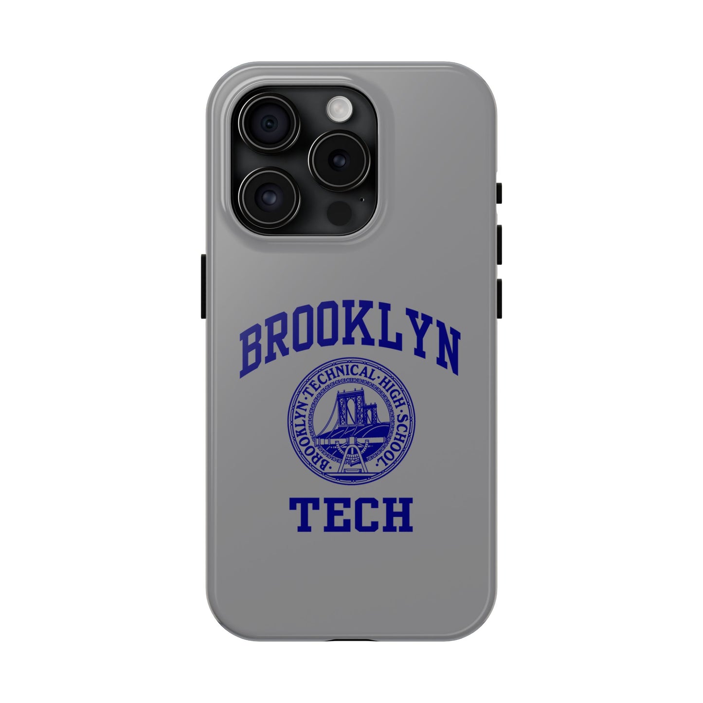 Brooklyn Tech Classic Logo - Tough Phone Case - Grey with Navy-Blue graphics