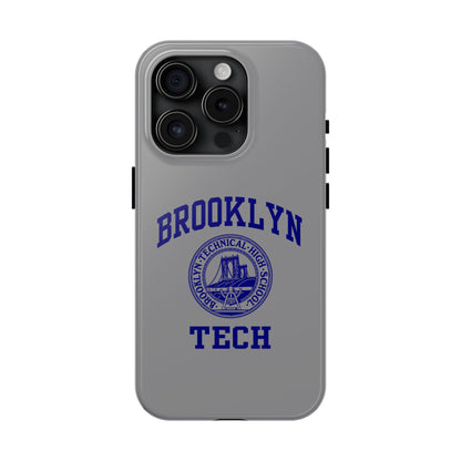 Brooklyn Tech Classic Logo - Tough Phone Case - Grey with Navy-Blue graphics