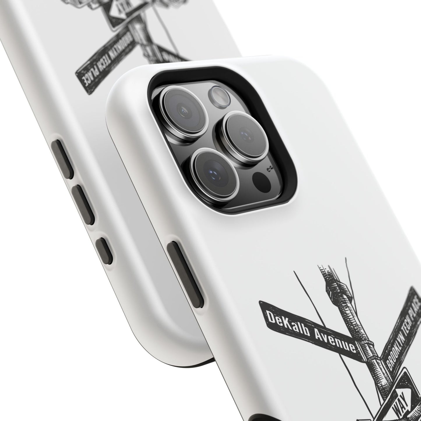 Dekalb Ave & Brooklyn Tech Pl (black graphic) - Impact-Resistant Phone Cases - White