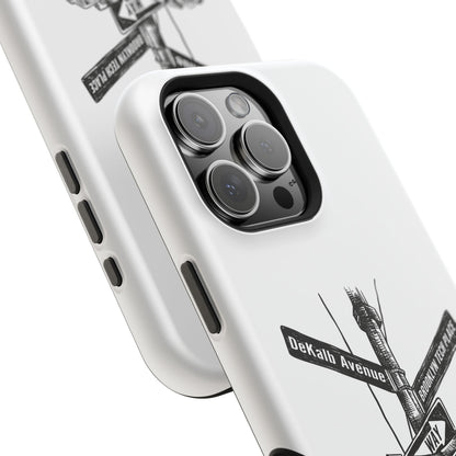 Dekalb Ave & Brooklyn Tech Pl (black graphic) - Impact-Resistant Phone Cases - White