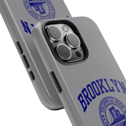 Brooklyn Tech Classic Logo - Tough Phone Case - Grey with Navy-Blue graphics