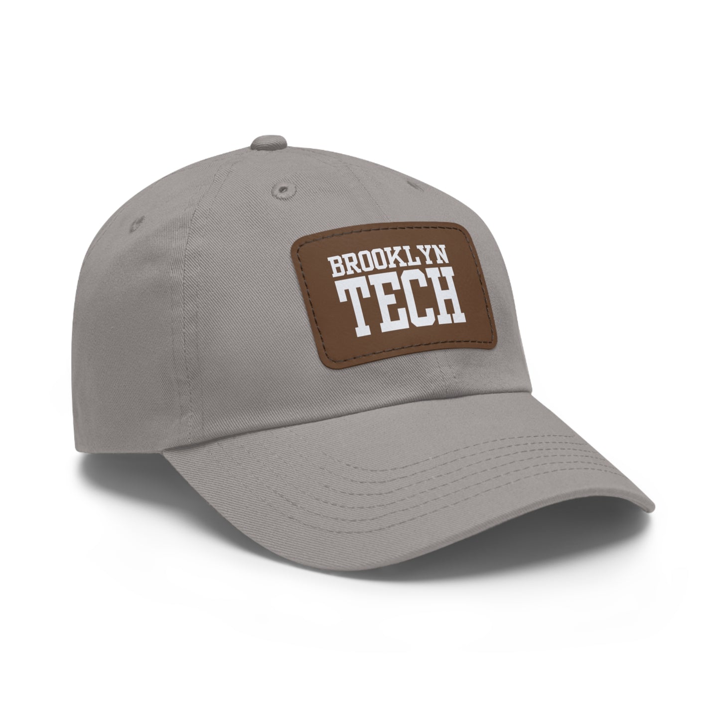 Brooklyn Tech - Hat With Leather Patch - Classic White Font (rectangle)
