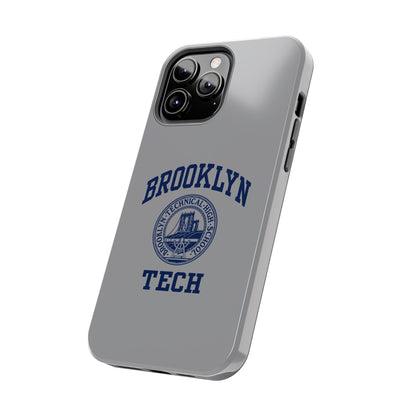 Classic Logo with Brooklyn Tech - Tough Phone Case - Grey with Navy-Blue graphics
