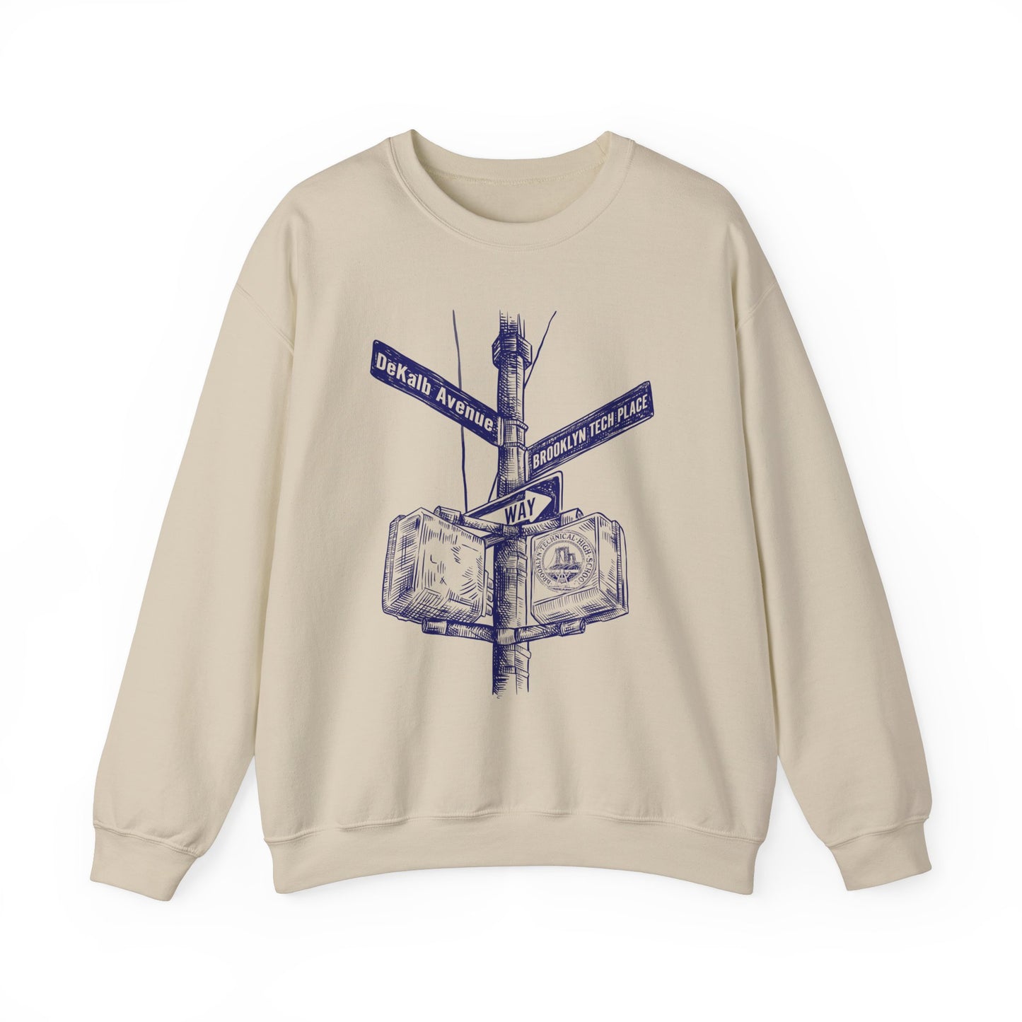 Boutique - Dekalb Ave & Brooklyn Tech Pl - (navy Graphic) Men's Heavy Blend™ Crewneck Sweatshirt