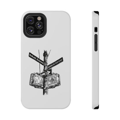 Dekalb Ave & Brooklyn Tech Pl (black graphic) - Impact-Resistant Phone Cases - White