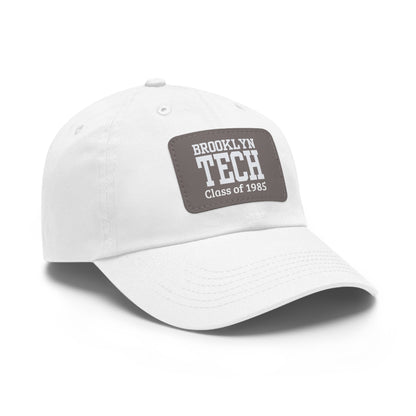 Classic Brooklyn Tech - Hat With Leather Patch (rectangle) - Class Of 1985 - White Font