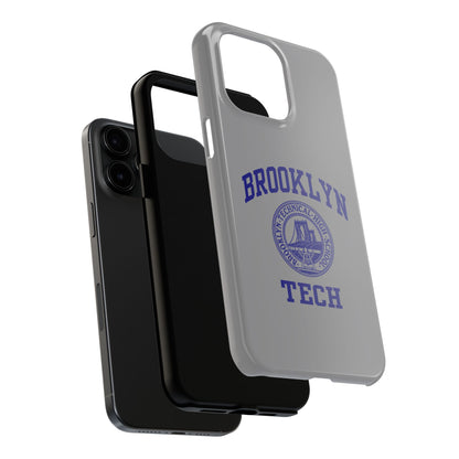 Brooklyn Tech Classic Logo - Tough Phone Case - Grey with Navy-Blue graphics