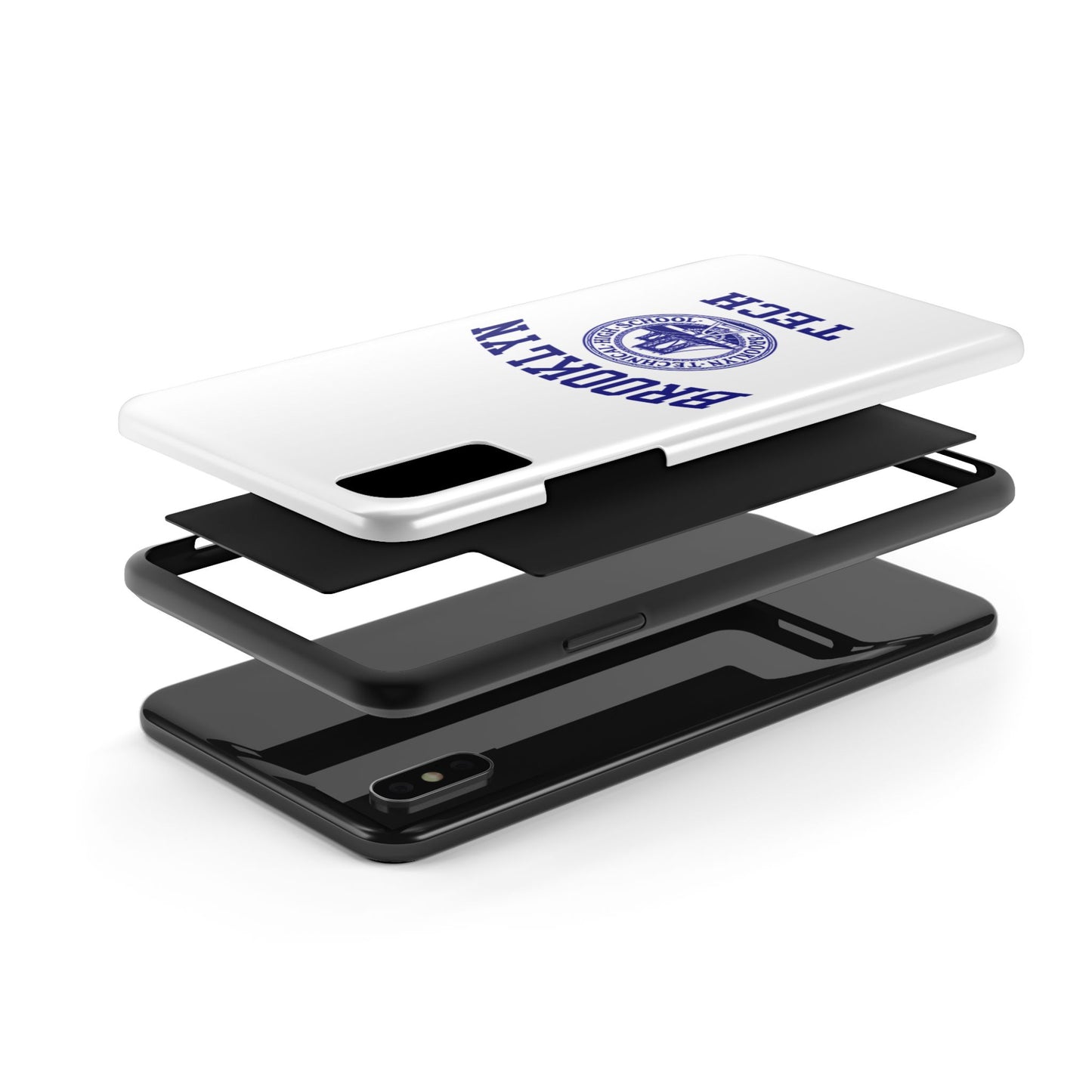 Brooklyn Tech Classic Logo - Tough Phone Cases - White With Navy-Blue Graphic