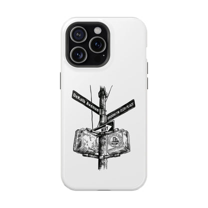 Dekalb Ave & Brooklyn Tech Pl (black graphic) - Impact-Resistant Phone Cases - White