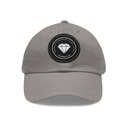 Diamond Club Logo - Hat With Circular Leather Patch - White