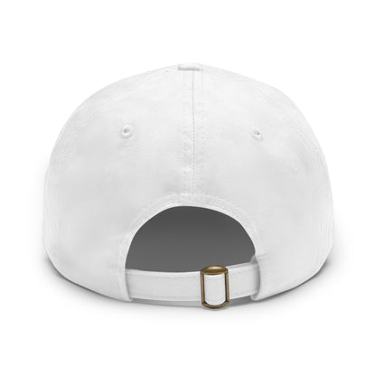 Classic Font - Hat With Rectangular Leather Patch - White