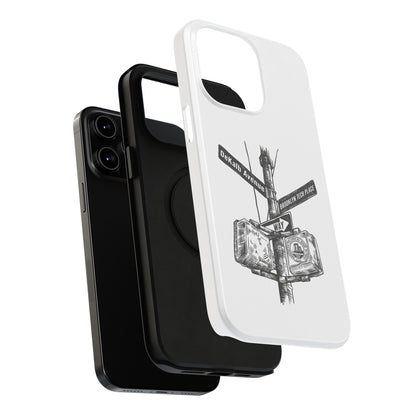 Dekalb Ave & Brooklyn Tech Pl (black graphic) - Impact-Resistant Phone Cases - White