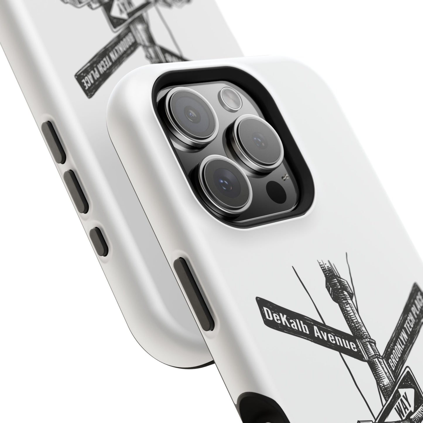 Dekalb Ave & Brooklyn Tech Pl (black graphic) - Impact-Resistant Phone Cases - White
