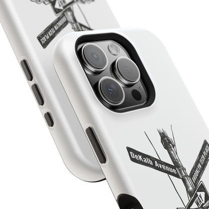 Dekalb Ave & Brooklyn Tech Pl (black graphic) - Impact-Resistant Phone Cases - White