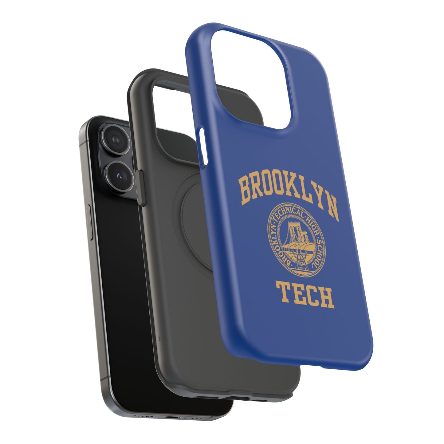 Brooklyn Tech Classic Logo - Impact-Resistant Phone Cases - Iphone Or Samsung - Navy With Gold Graphic