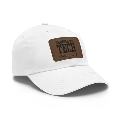Classic Brooklyn Tech - Hat with Leather Patch (Rectangle) - Class of 1975 - Black & White fonts