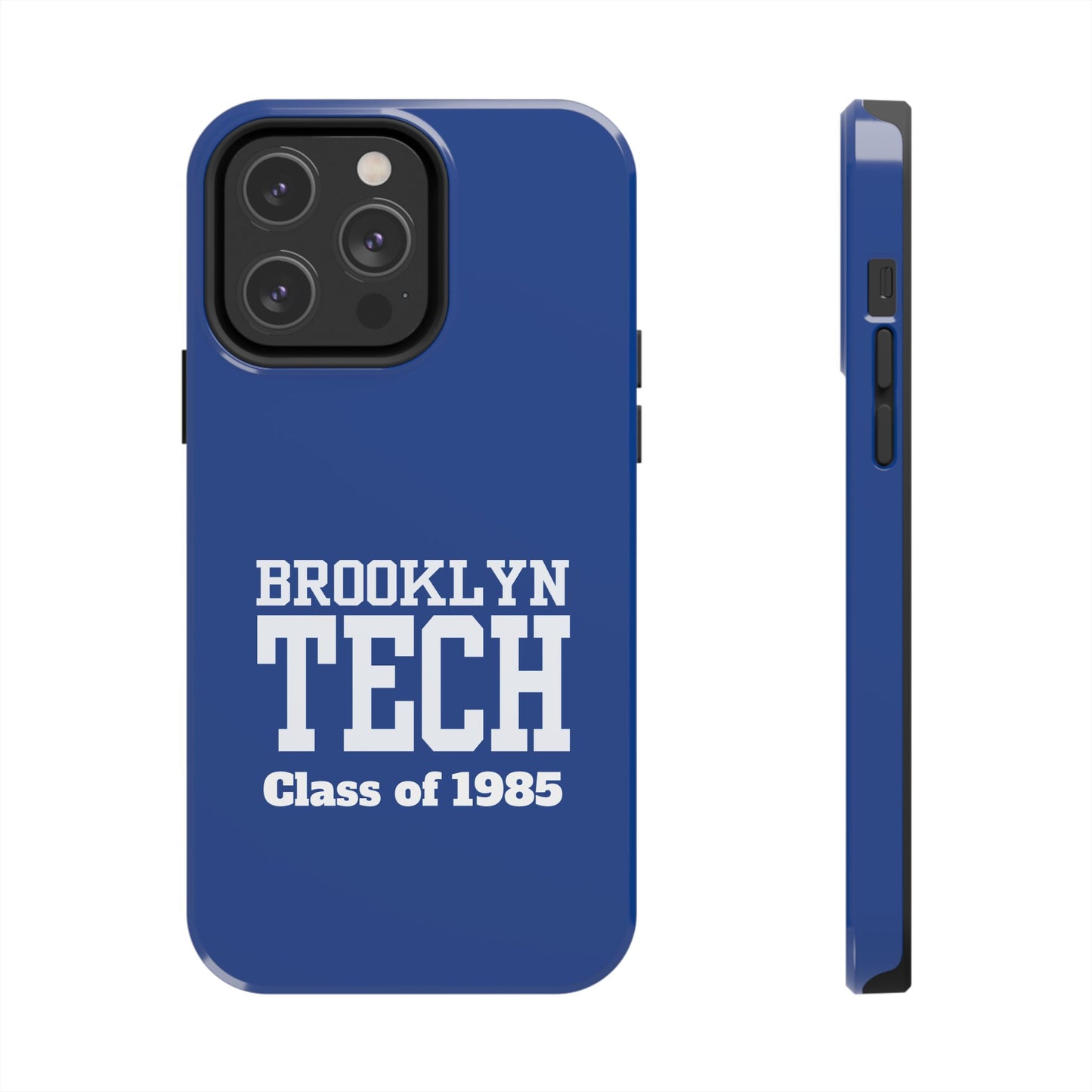 Brooklyn Tech Class Of 1985 Tough Phone Case - Navy-Blue With White Graphics