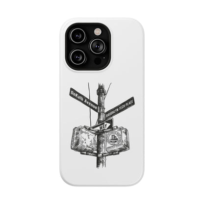Dekalb Ave & Brooklyn Tech Pl (black graphic) - Impact-Resistant Phone Cases - White