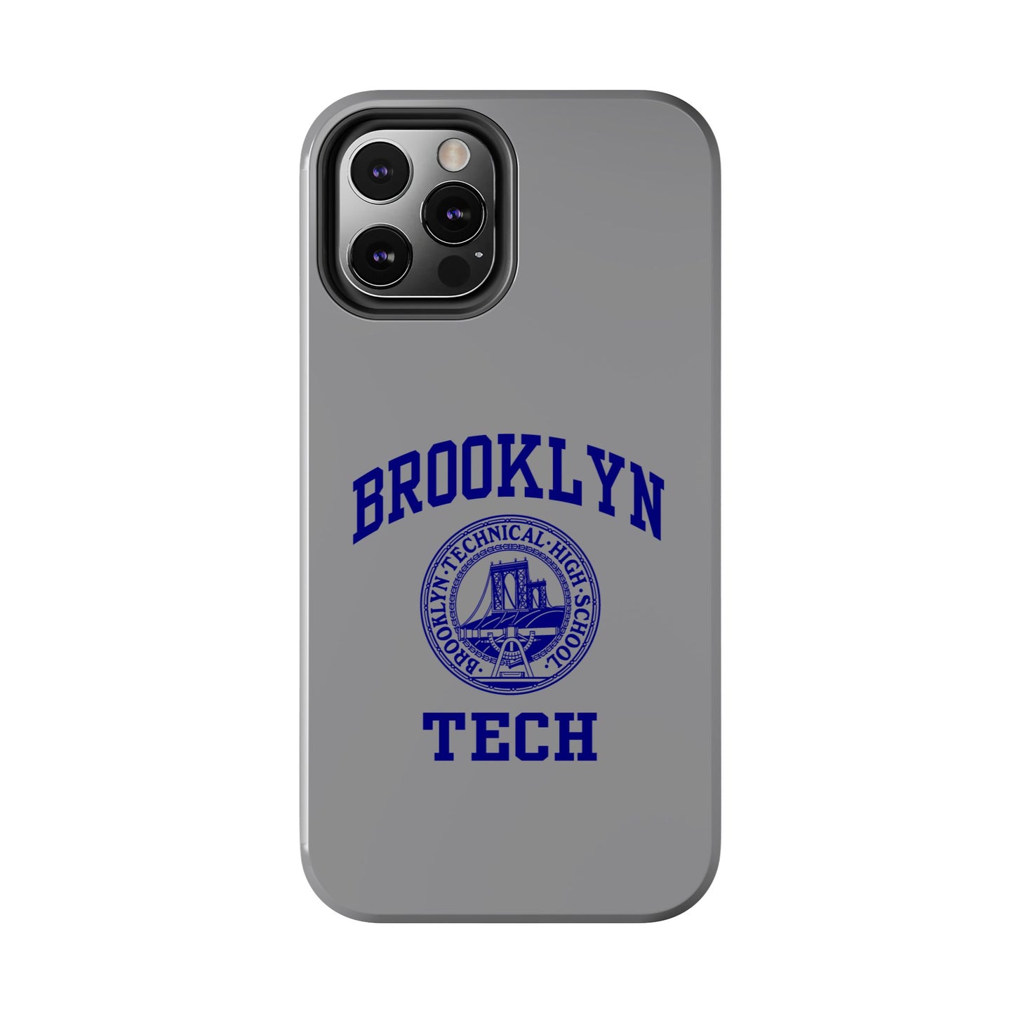 Brooklyn Tech Classic Logo - Tough Phone Case - Grey with Navy-Blue graphics