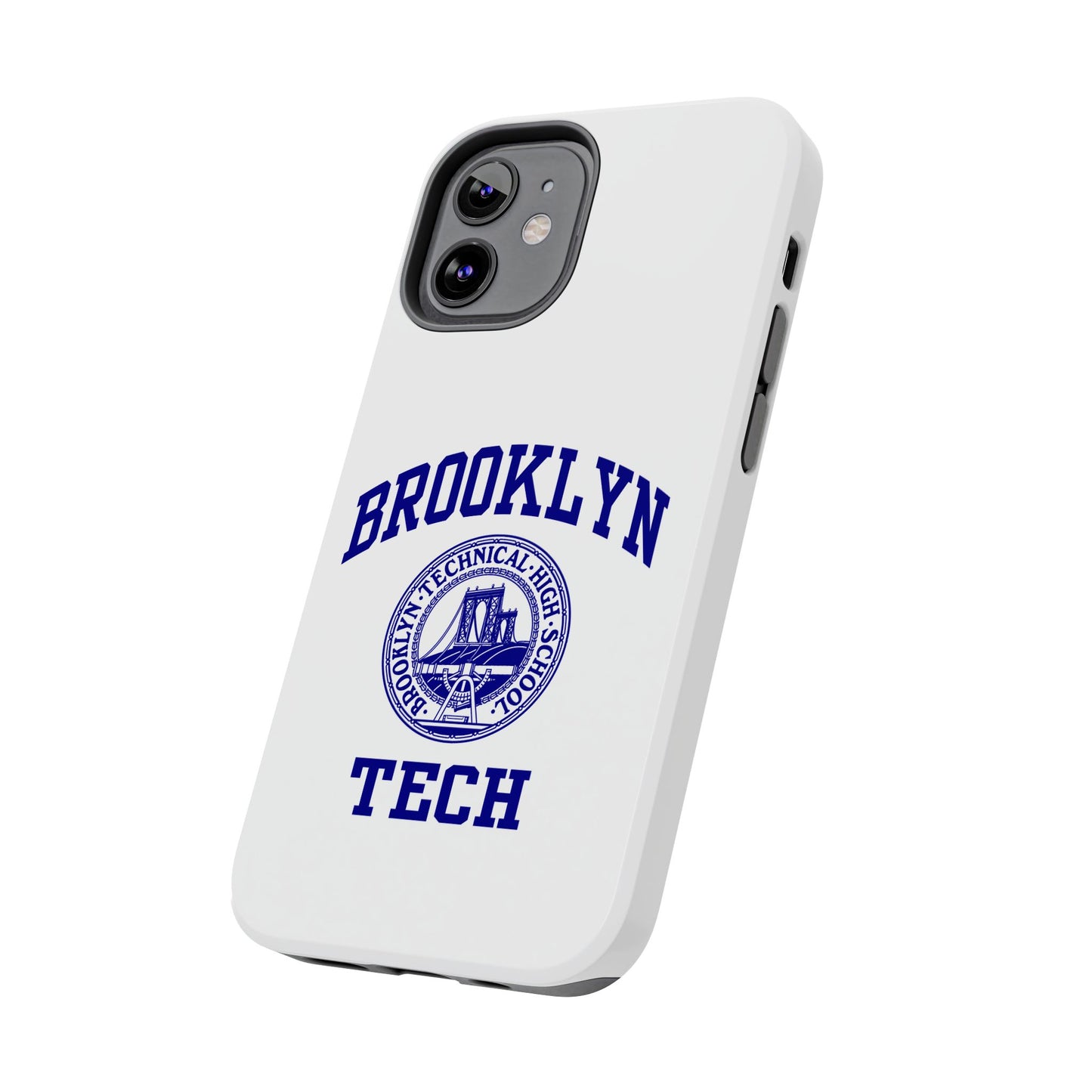 Brooklyn Tech Classic Logo - Tough Phone Cases - White with navy-blue graphic