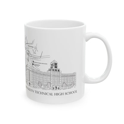Tech Building - Ceramic Mug, (11oz, 15oz) - B&W