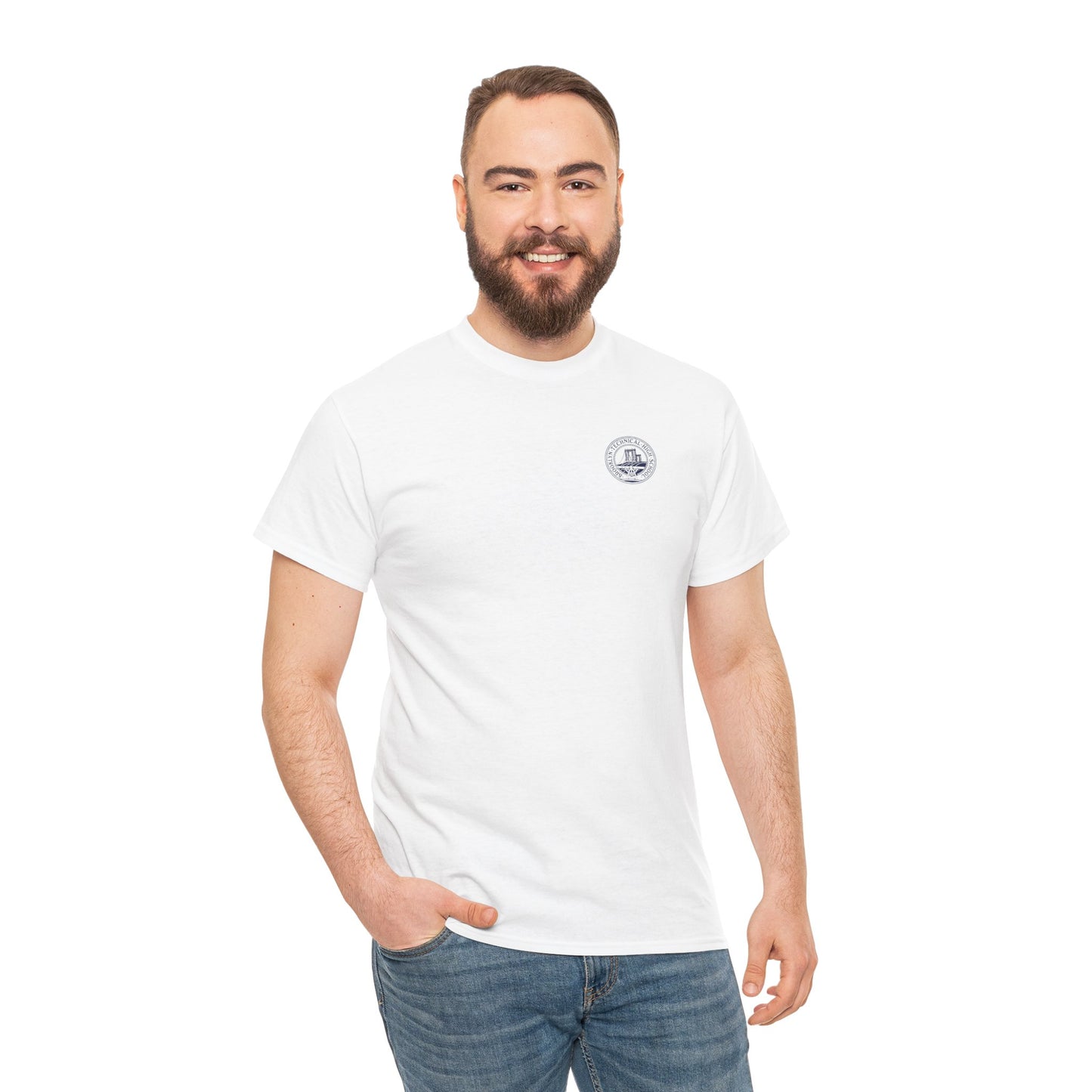 Classic Tech Logo on left chest - Men's Heavy Cotton T-Shirt