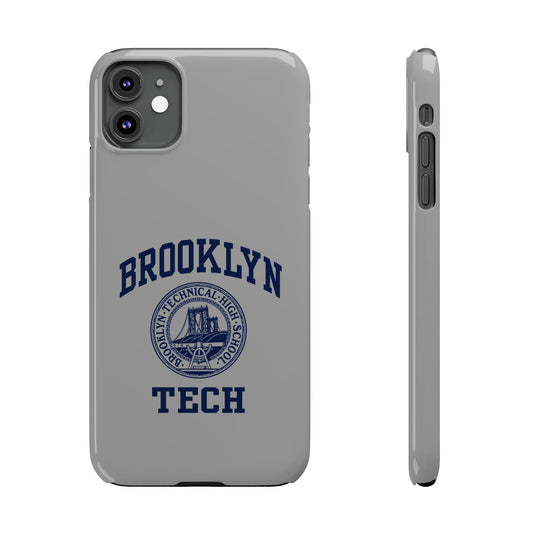 Brooklyn Tech Slim Phone Case - Grey with Navy-Blue Logo
