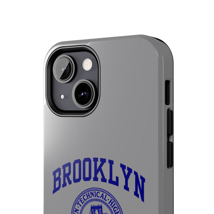 Brooklyn Tech Classic Logo - Tough Phone Case - Grey with Navy-Blue graphics