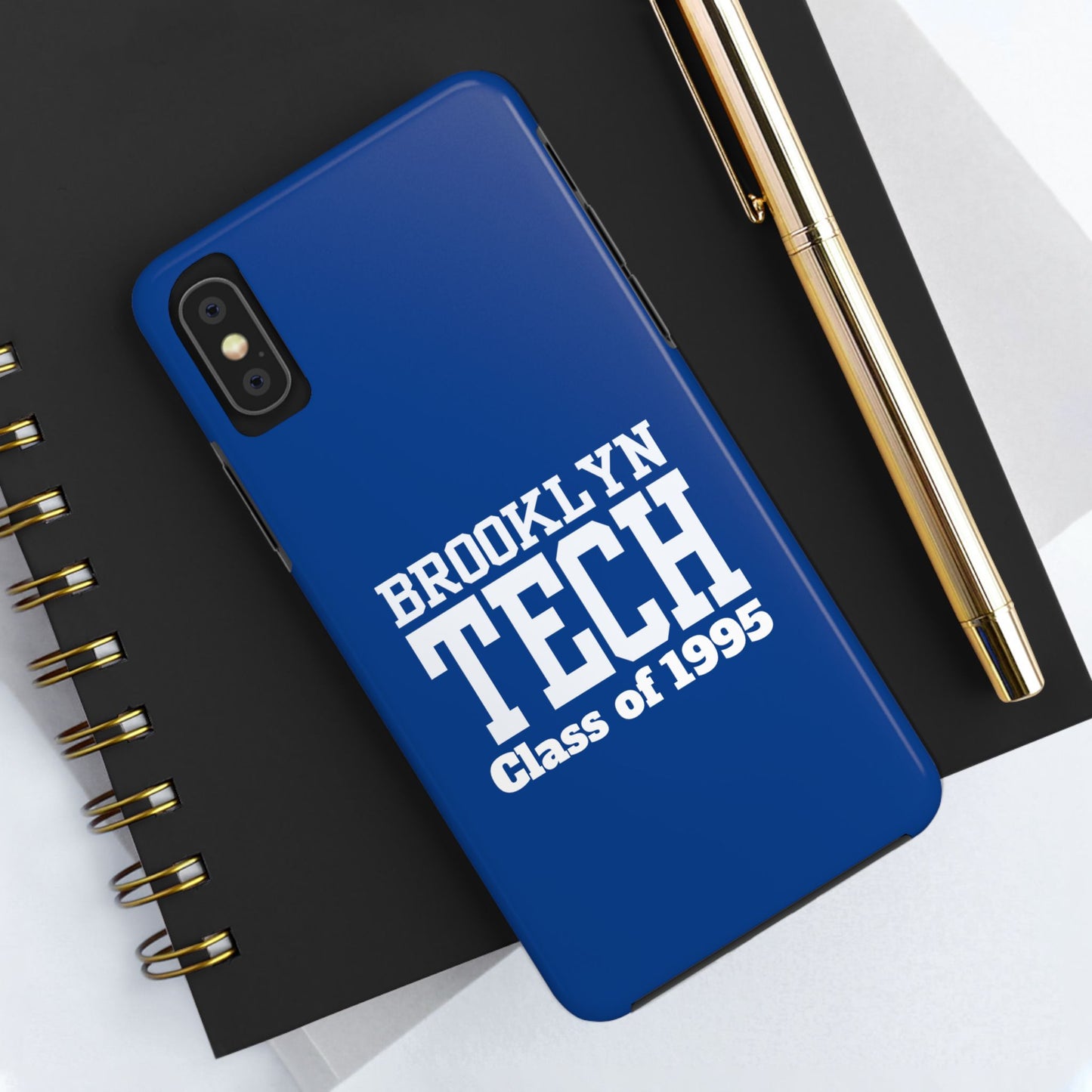 Brooklyn Tech Class of 1995 Tough Phone Case - Blue with white graphics