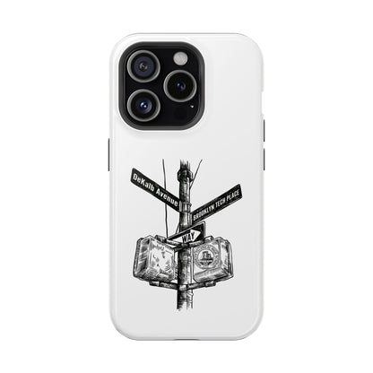 Dekalb Ave & Brooklyn Tech Pl (black graphic) - Impact-Resistant Phone Cases - White