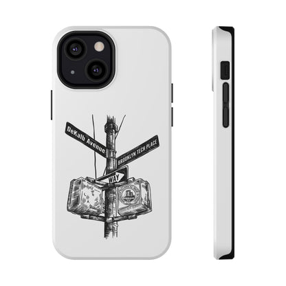 Dekalb Ave & Brooklyn Tech Pl (black graphic) - Impact-Resistant Phone Cases - White