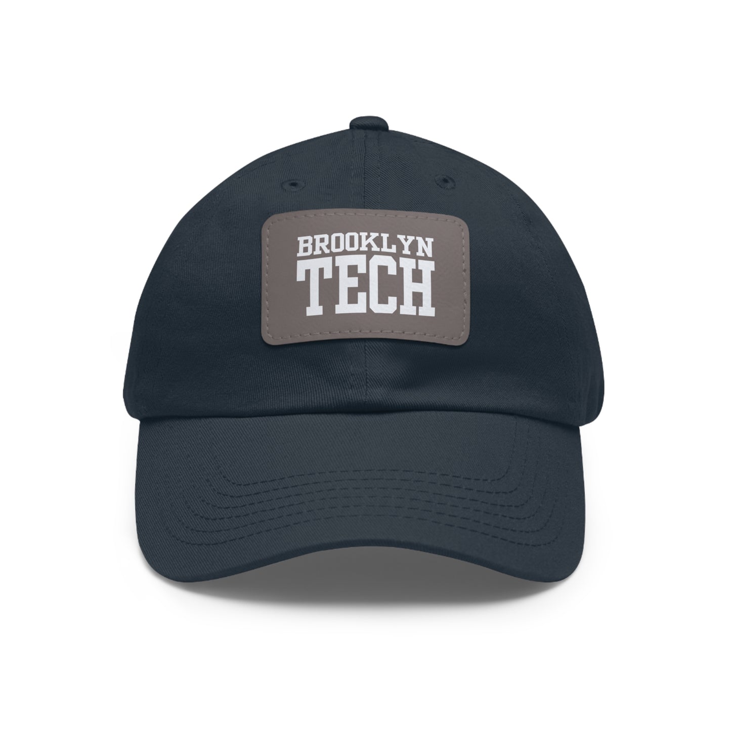 Brooklyn Tech - Hat With Leather Patch - Classic White Font (rectangle)