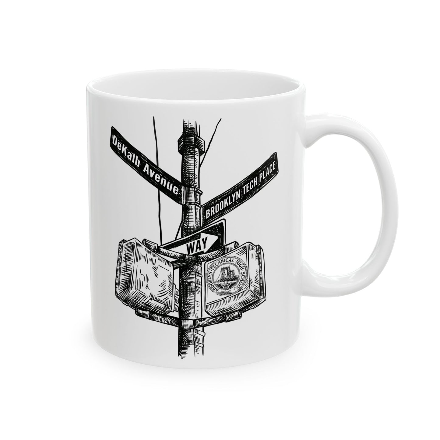 Dekalb Ave & Brooklyn Tech Pl - Ceramic Mug, (11oz, 15oz) - B&w