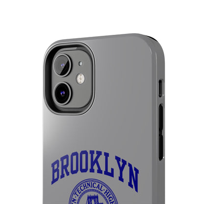 Brooklyn Tech Classic Logo - Tough Phone Case - Grey with Navy-Blue graphics