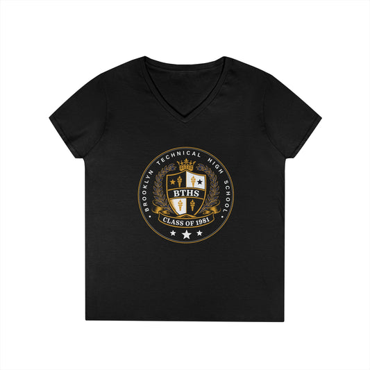Class of 1981 Ladies' V-Neck T-Shirt - Black Logo