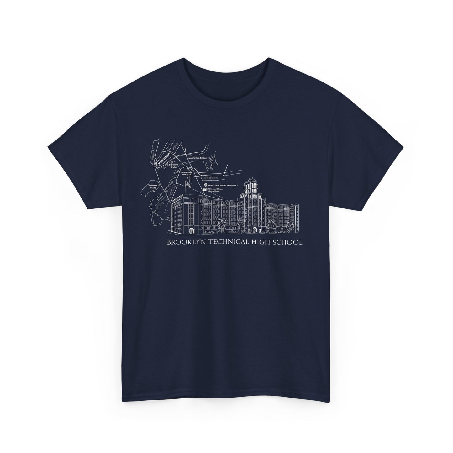 Boutique - Monochrome Building & Map - Men's Heavy Cotton T-Shirt