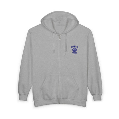 Classic Brooklyn Tech on Left Chest - Men's Full Zip Hooded Sweatshirt