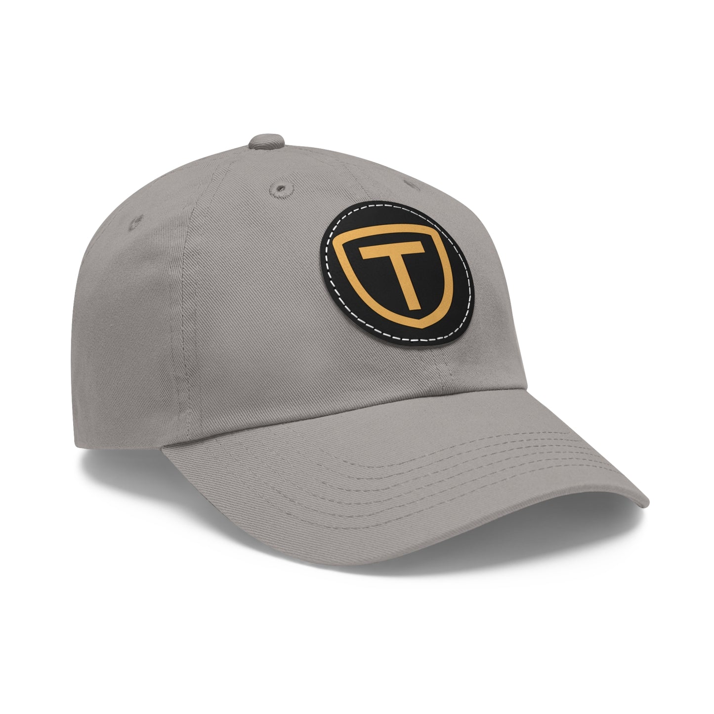 Shield With T Logo - Hat With Circular Leather Patch - Gold