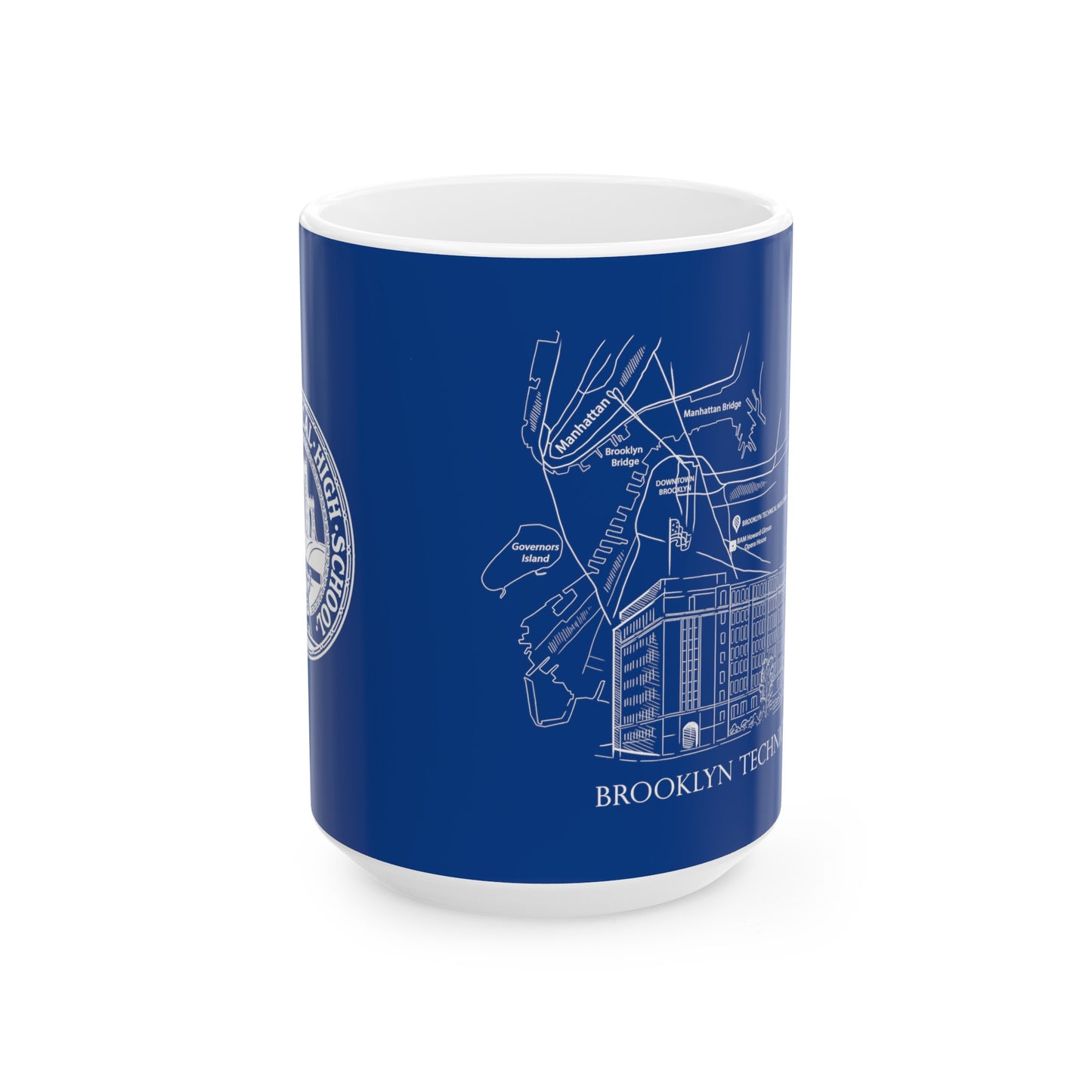 Tech Building - Ceramic Mug, (11oz, 15oz) - Navy