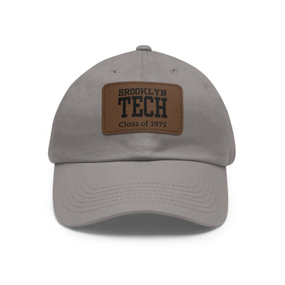 Classic Brooklyn Tech - Hat with Leather Patch (Rectangle) - Class of 1975 - Black & White fonts