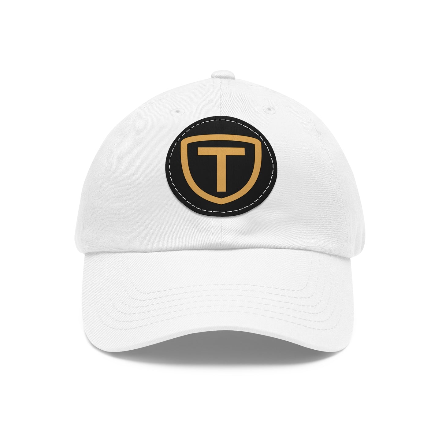 Shield With T Logo - Hat With Circular Leather Patch - Gold